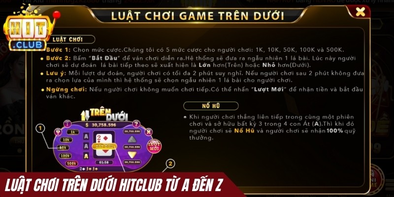 Luật chơi Trên dưới Hitclub từ A đến Z