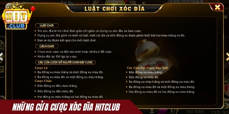 Những cửa cược Xóc đĩa Hitclub