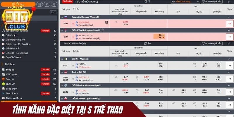 Một số tính năng đặc biệt tại S thể thao