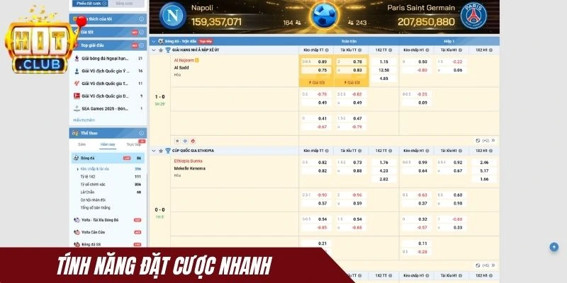 Tính năng đặt cược nhanh